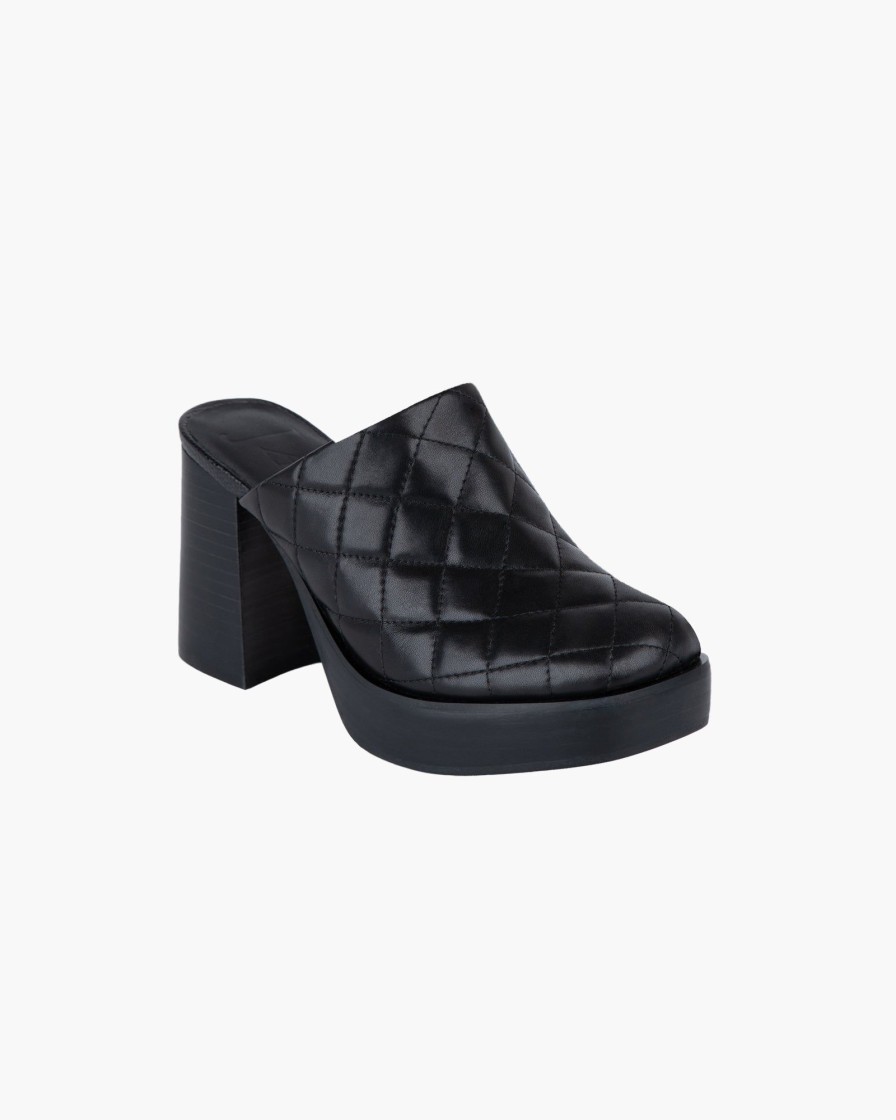 Women Eric Javits | Genevieve Clog Quilted-Shoes Black Quilted