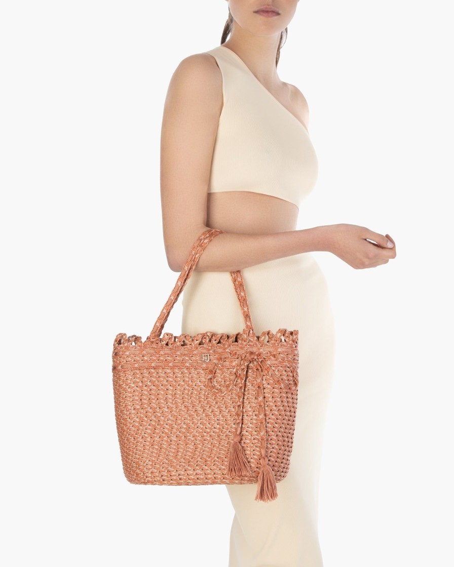 Women Eric Javits | Squishee® St.Tropez Straw Tote Terracotta