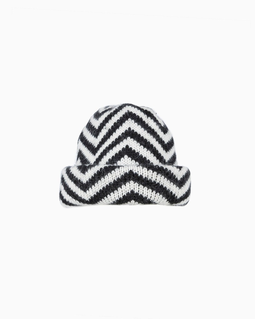 Women Eric Javits | Knit Chevron Beanie Black/Cream